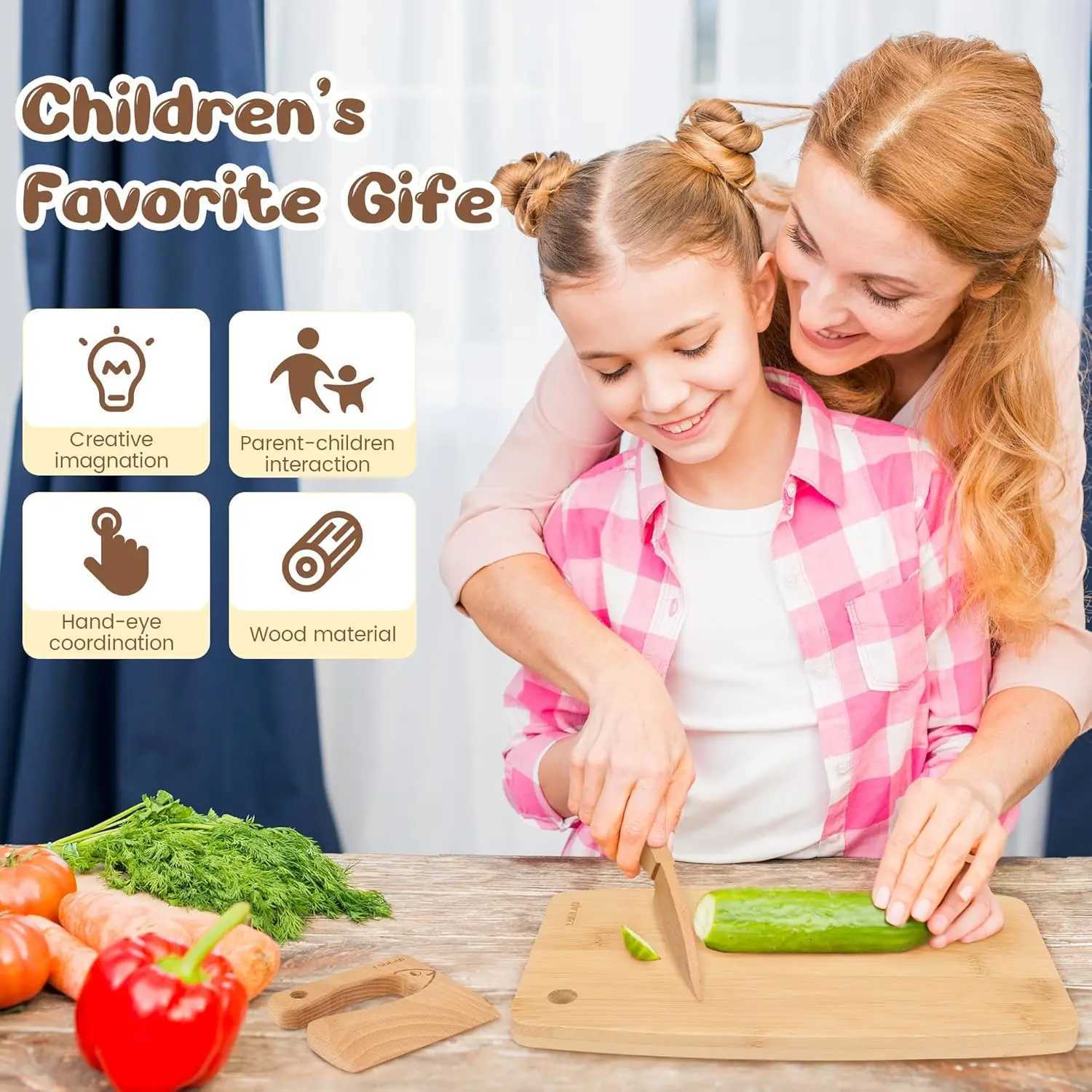Montessori Kitchen Tools Real Cooking Set Wooden Educational Kid Toys Safe Knives Baking Set Kitchen Accessories For Boys Girls C250922