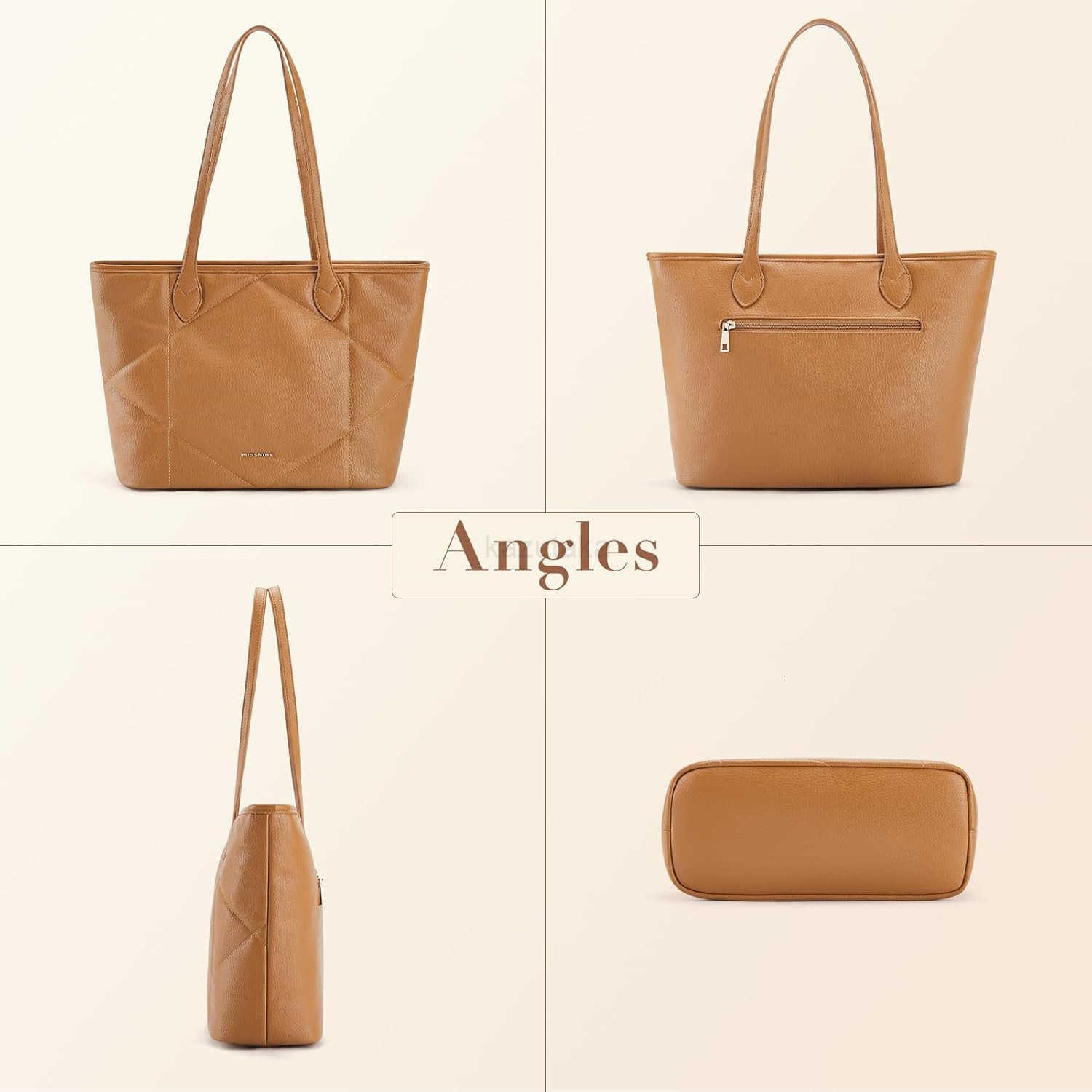 Missnine Quilted Tote Bags with Zipper Vegan Leather Purses and Handbags for Women Large Hobo Shoulder Bag Z250922