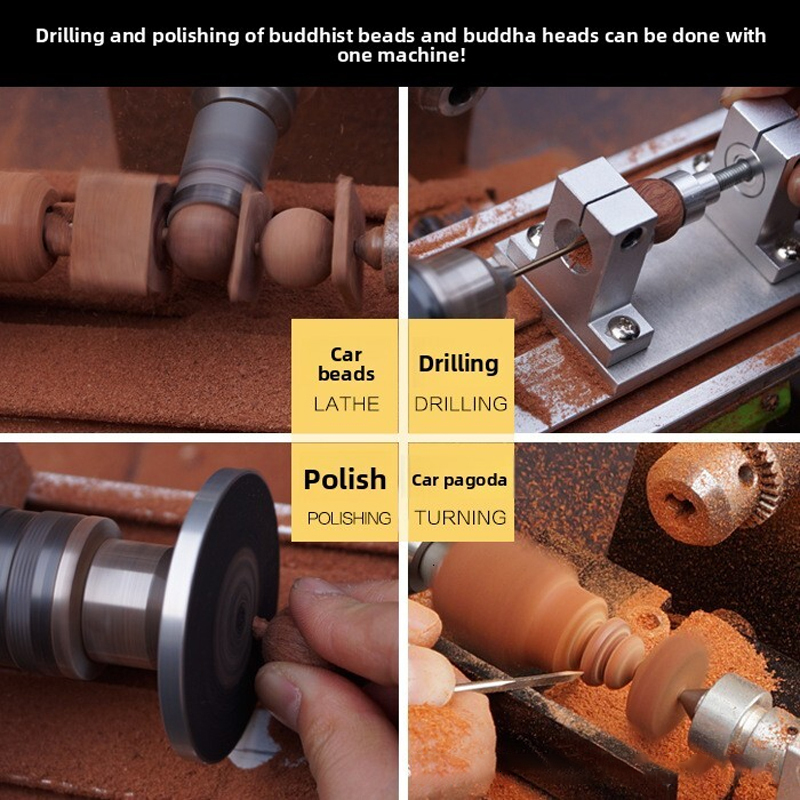 Buddha Lathe Grinding Polishing Cutting Round Hole Punching Pagoda Wooden Bead hine Mini DIY Woodworking