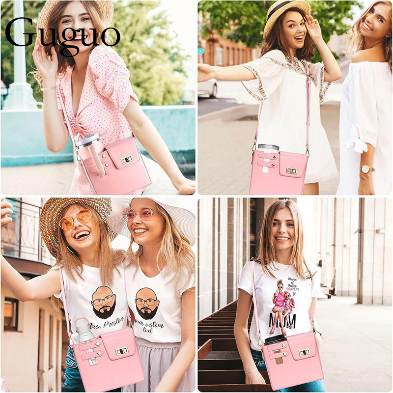 Guguo Designer Bag Hot-selling Outdoor Portable Beverage Bottle Water Cup Bag 2024 New Pink Large Insulated Cup Single Luxury Bag Shoulder Crossbody B