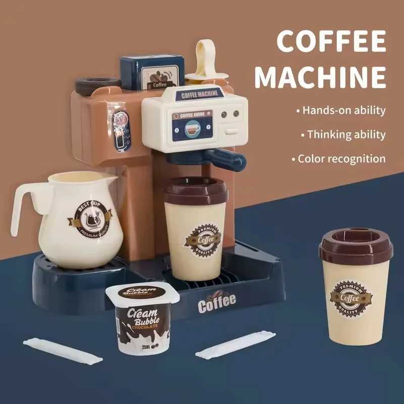 Coffee Machine Toy Set Kitchen Toys Simulation Food Bread Coffee Cake Pretend Play Shopping Cash Register Toys For Kids Gifts C2509221