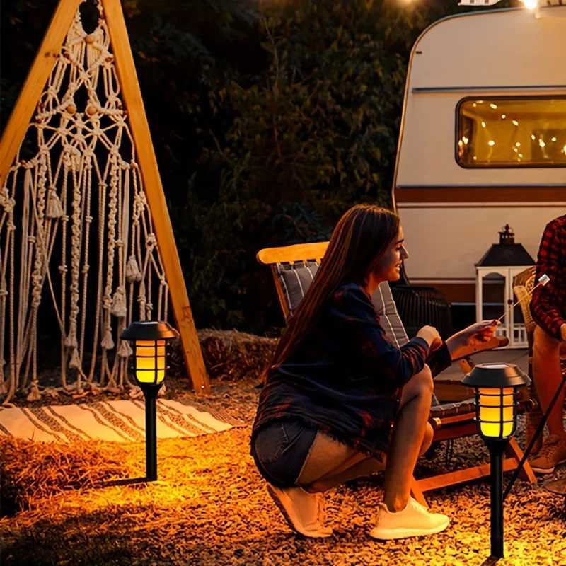 6pcs Halloween decorative atmosphere lamp LED flickering flame solar lamps suitable for decorating courtyards gardens villas C250922