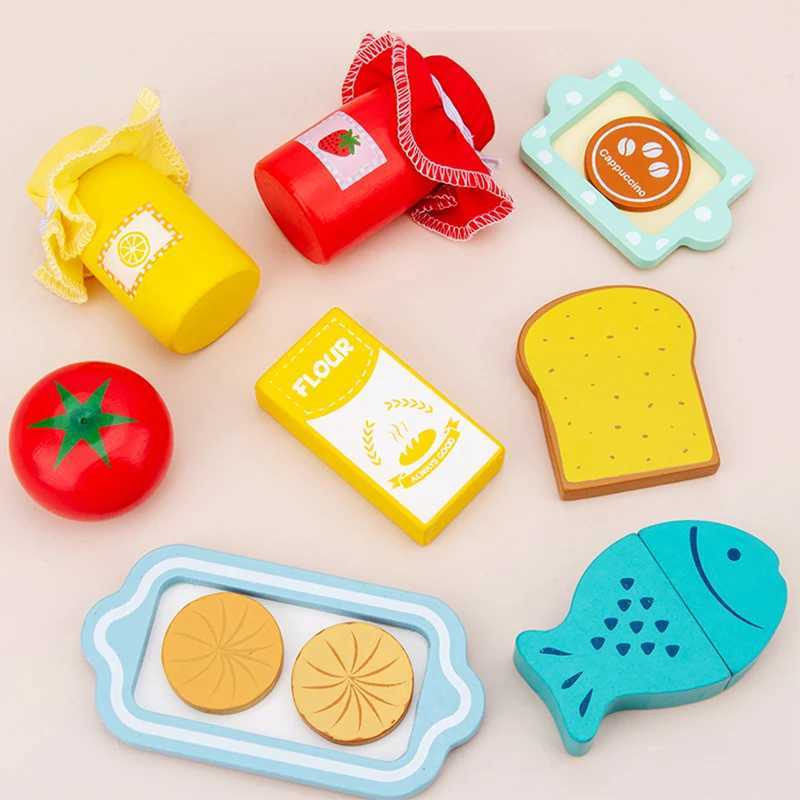 Wooden Kitchen Toy Set Coffee Machine Juicer Blender Toaster Oven Childrens Cooking DIY Simulation Scene Gifts For Kids C250922