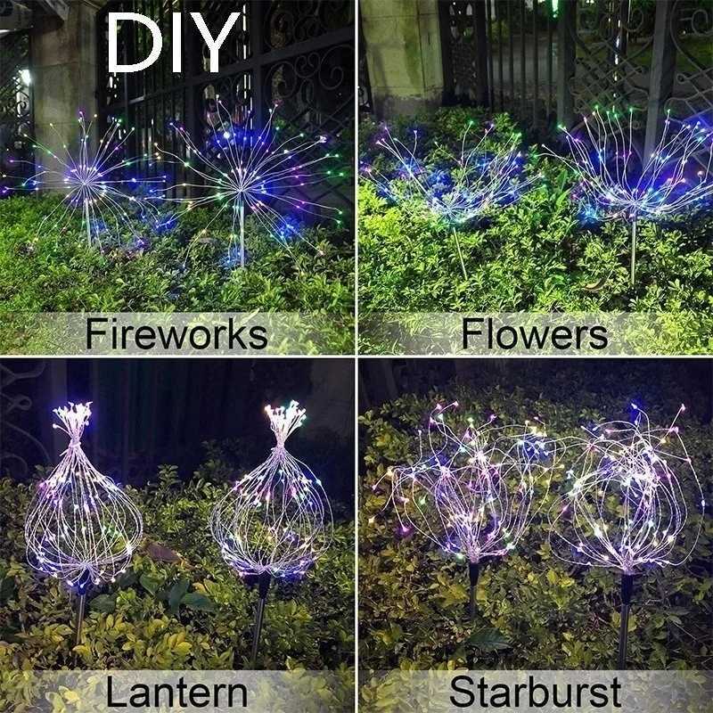 Solar Powered Outdoor Grass Globe Dandelion Lamp 90120150 LED For Garden Lawn Landscape Lamp Holiday Light C250922