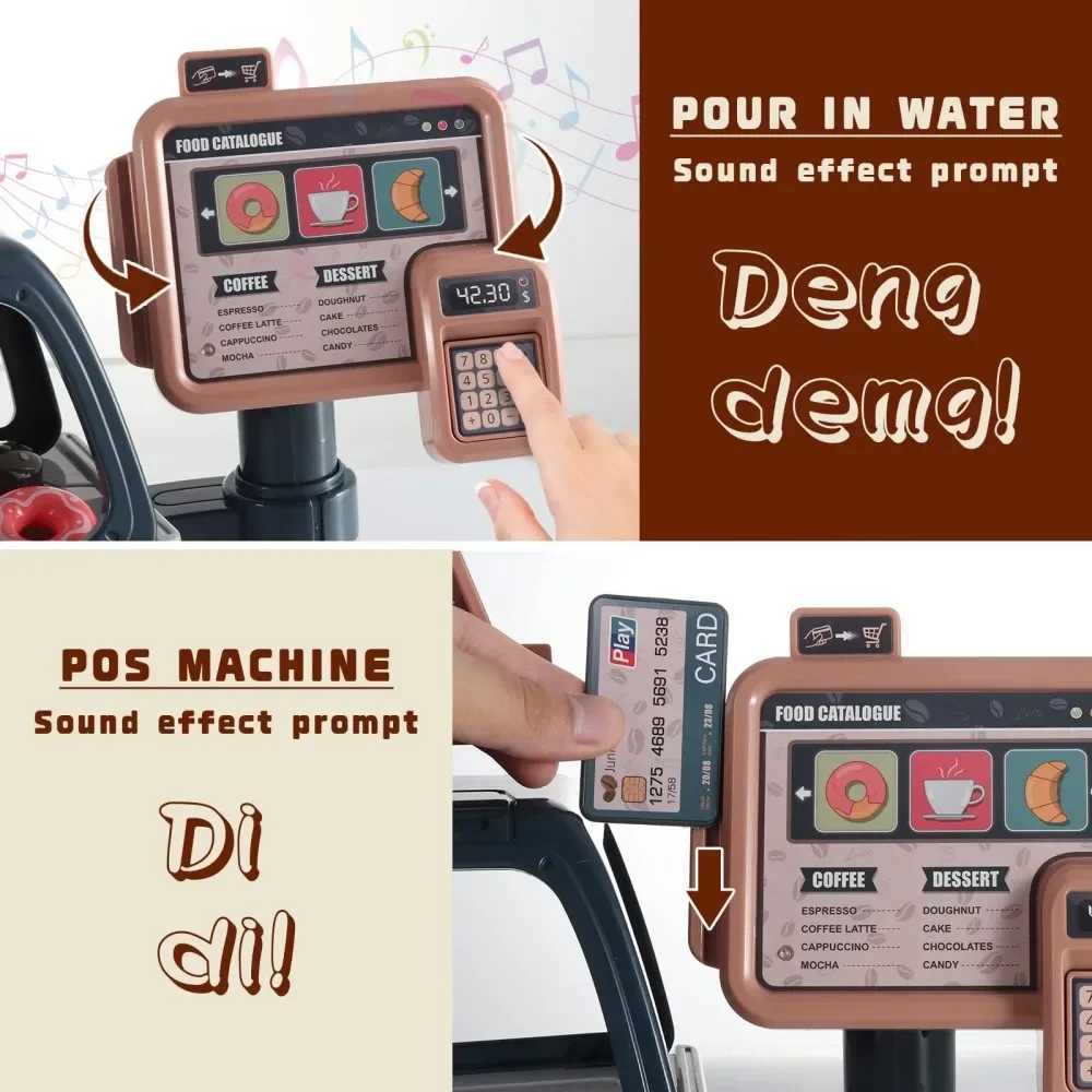 Coffee Machine Set Kitchen Toys Simulation Food Bread Pretend Play Shopping Cash Register For Kids C250922