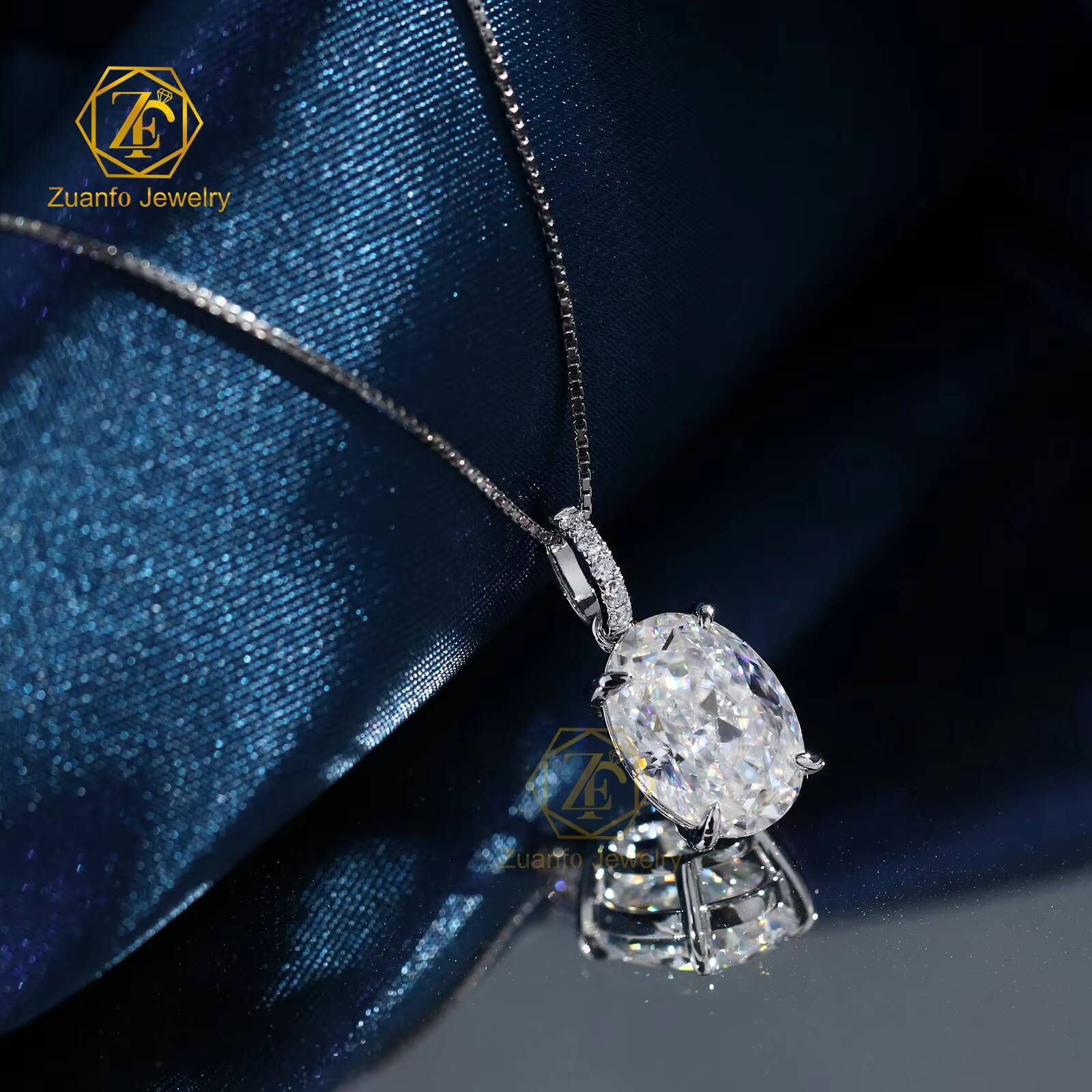 IGI CVD HPHT Fine Jewelry Lab Diamond Pendant 10K 14K 18K White Gold 1CT4CT Oval Shape Lab Grown Diamond Solitaire Pendant