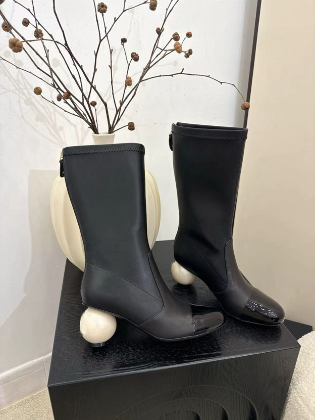 High quality genuine leather boots, classic giant ball heel boots 34-42