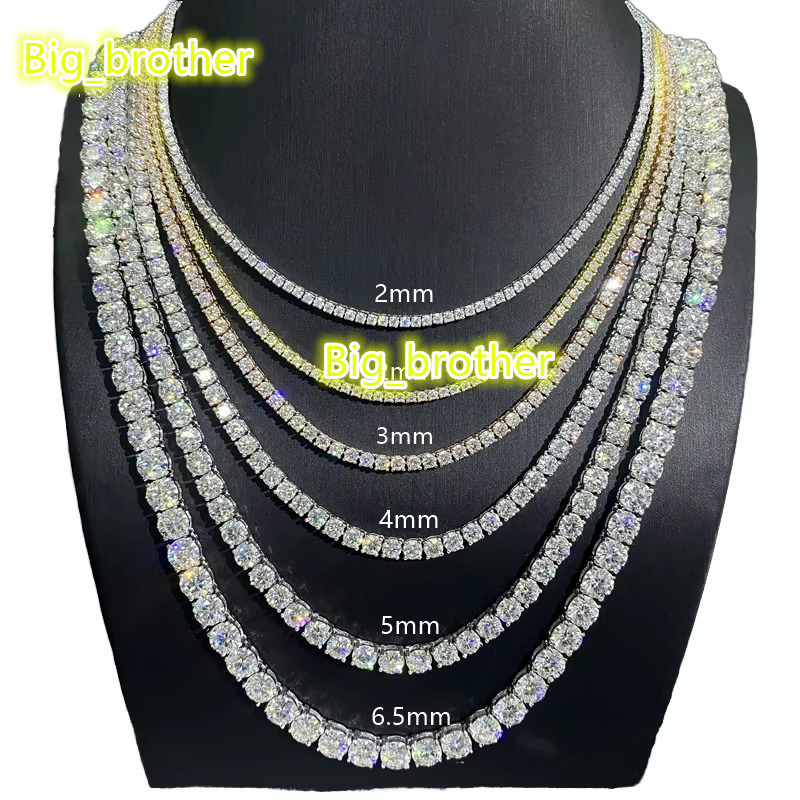 925 Silver Hip Hop Cuba Chain VVS Moissanite Diamond Tennis Chain Necklace Bracelet Mens Womens Ice Out Jewelry