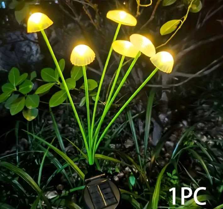 4/2pcs Solar Lights Outdoor LED Mushroom Lawn Lights Waterproof Party Yard Patio Pathway Jellyfish Lamp for Garden Decoration C250922