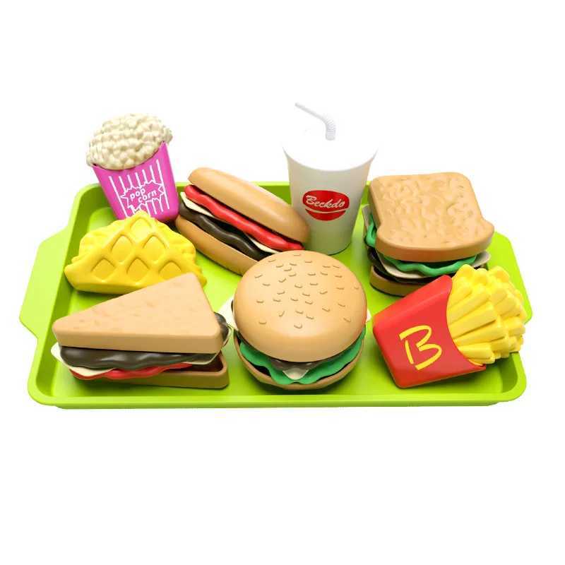 Childrens Play House Game Toy Set Simulation Hamburger Fries Hot Dog Drink Sand Kitchen Set Food Play Educational Toys C250922