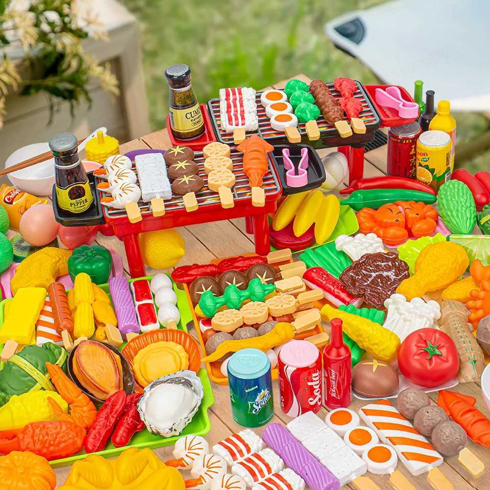Kitchen Pretend Play Toys Barbecue Set Childrens Cooking Toys Simulation Food Multiset Gift for Kids Girls Boys Toddlers C250922