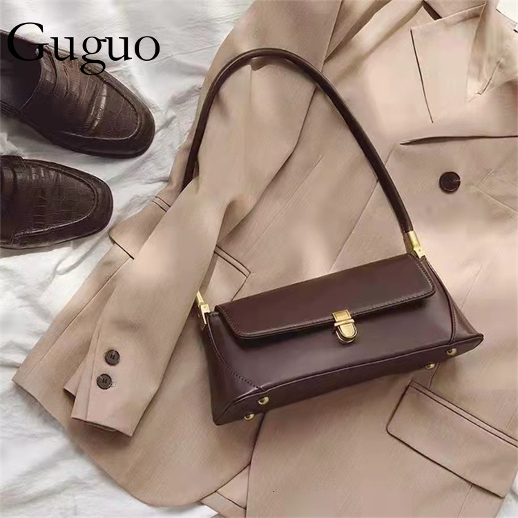 Guguo Designer Bag Niche Design High-end Retro Korean INS 2025 Spring New Underarm Baguette Bag For Women Luxury Bag Versatile Shoulder Bag