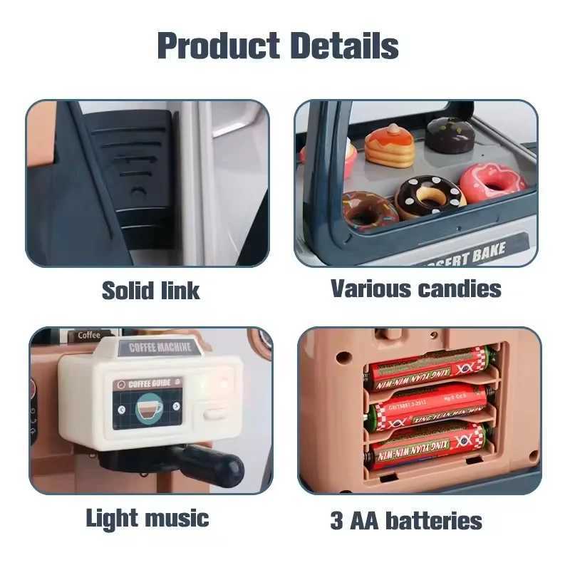 Coffee Machine Toy Set Kitchen Toys Simulation Food Bread Coffee Cake Pretend Play Shopping Cash Register Toys For Kids Gifts C2509221