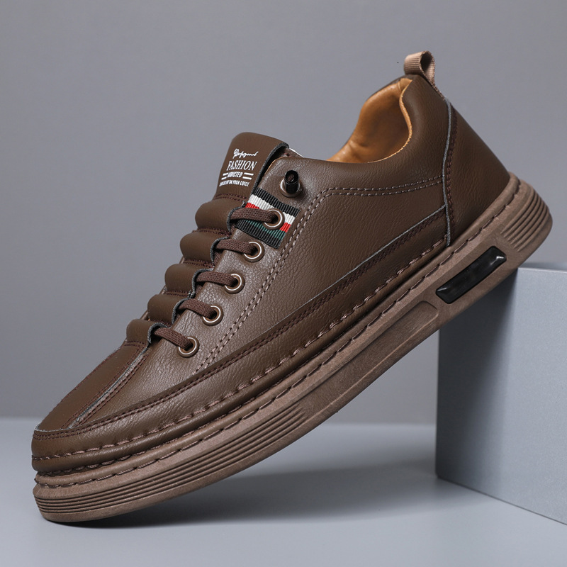 2025 New Trendy Versatile Casual Soft Sole Business Sneakers Men's Leather Shoes ddmymarket