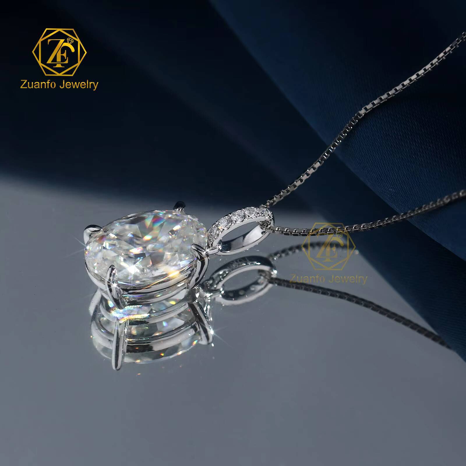 IGI CVD HPHT Fine Jewelry Lab Diamond Pendant 10K 14K 18K White Gold 1CT4CT Oval Shape Lab Grown Diamond Solitaire Pendant