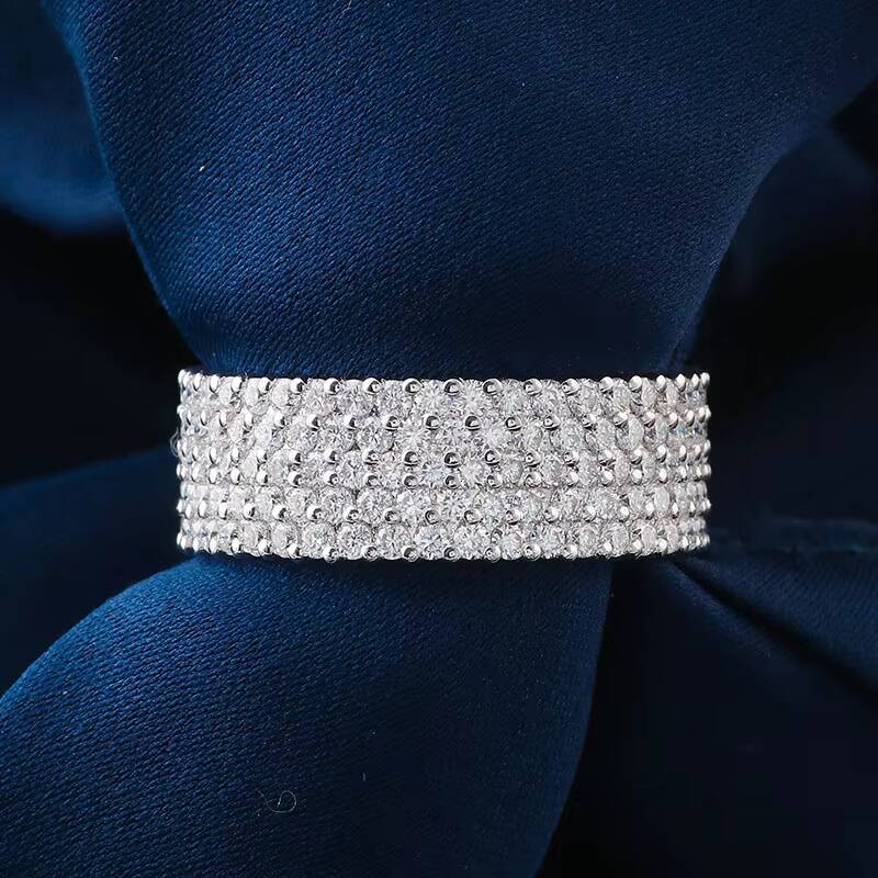 Full Size Custom Round Cut Labgrown Diamond Engagement Ring 925 Silver White Gold Plated Ring Lab Grown Diamond Ring Hip Hop Men