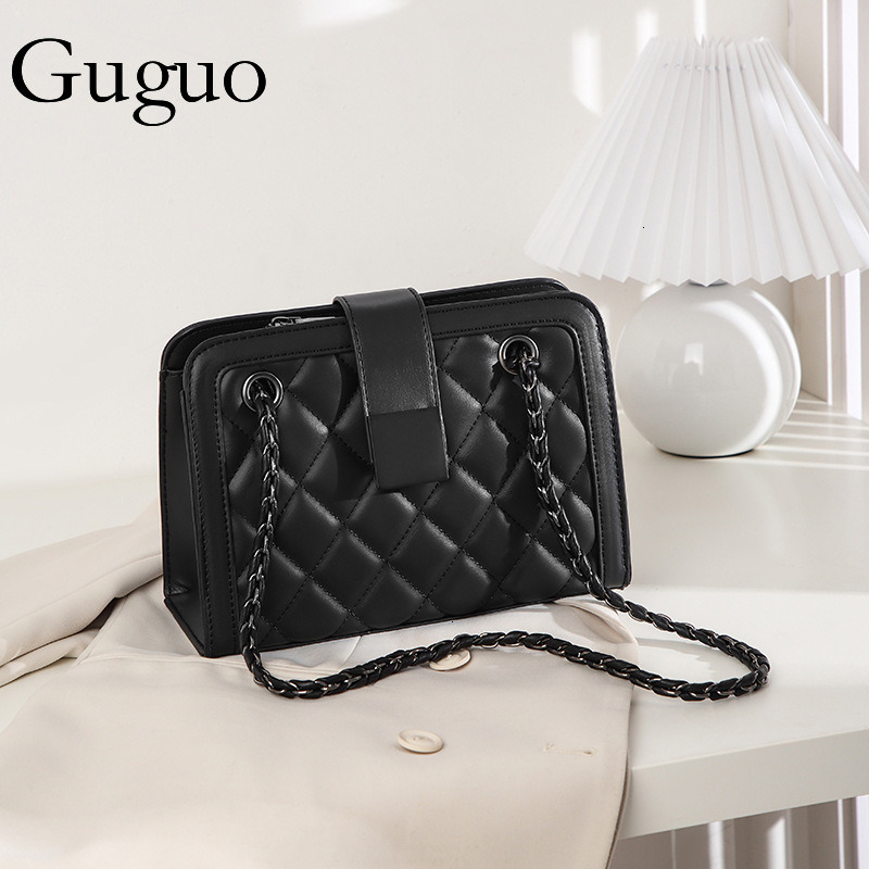 Guguo Designer Bag New Trendy This Year Popular Versatile Quilted Chain Shoulder Luxury Bag Bag For Women Large Capacity PU Minimalist Style Crossbody