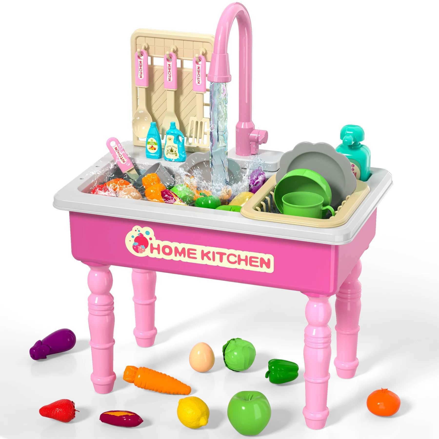 Play Kitchen Sink Toy with Running Water Dishwasher and Upgraded Automatic Water Cycle System C250922