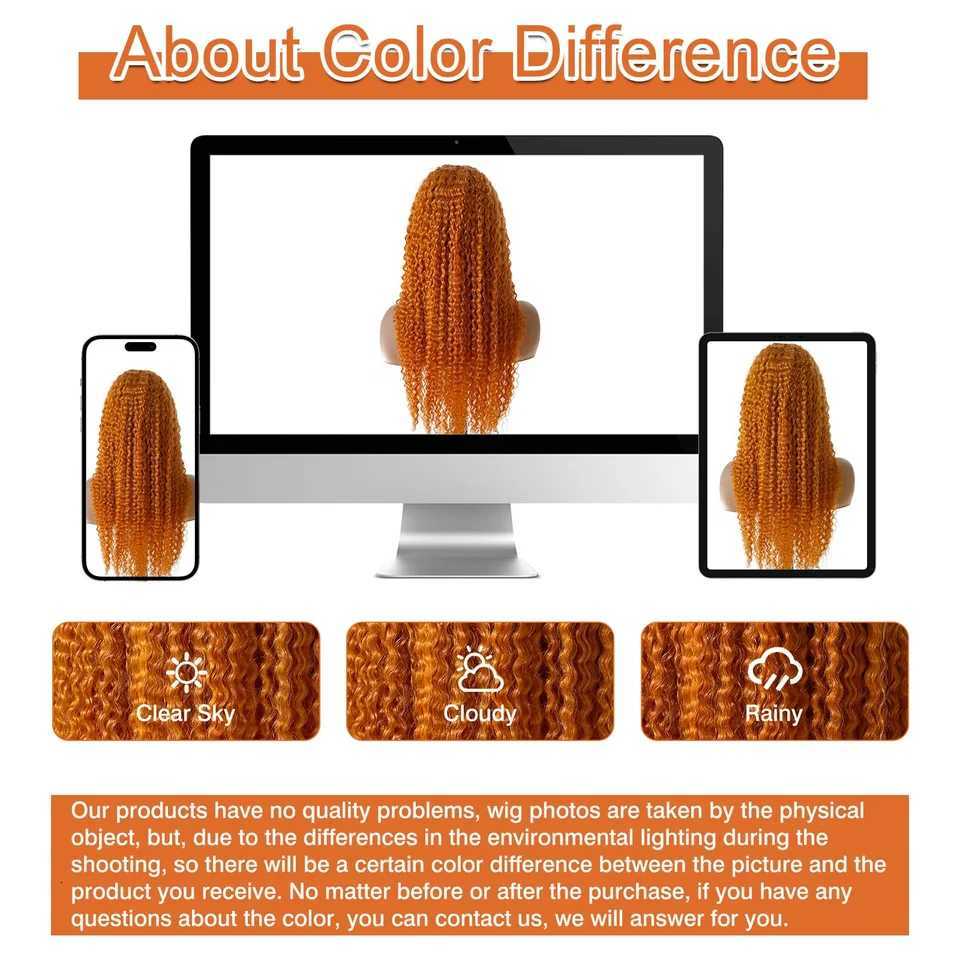 13x4 250 Density Ginger Deep Wave Lace Front Wigs Human Hair 30 Inch Wigs Human Hair HD Lace Front Wigs Human Hair Black Women C250922