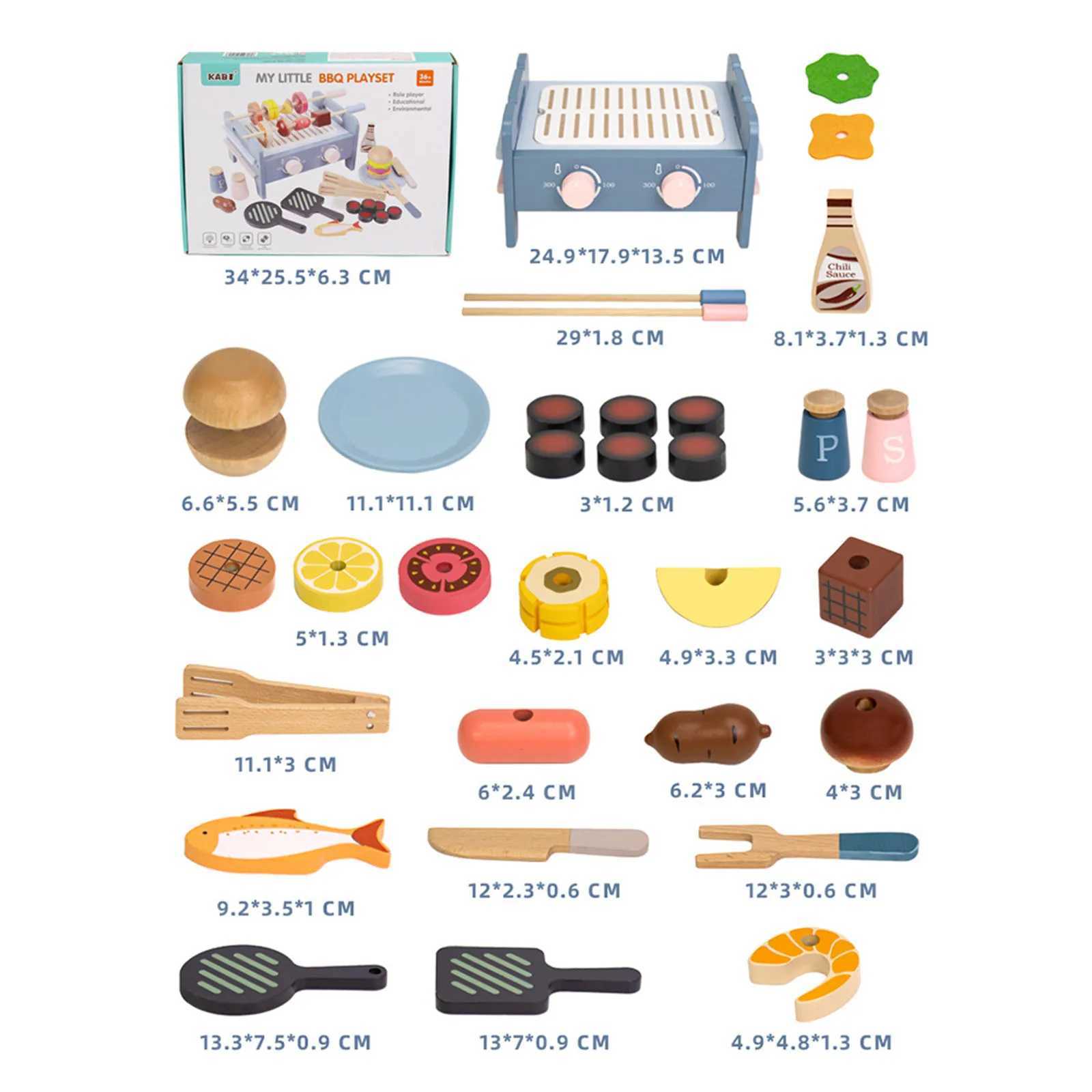 Kids Role Play Kitchen Set with Cutting Toy Accessories for BBQ Fun Play Food Set Pretend Play BBQ Grill Cooking Fun C250922