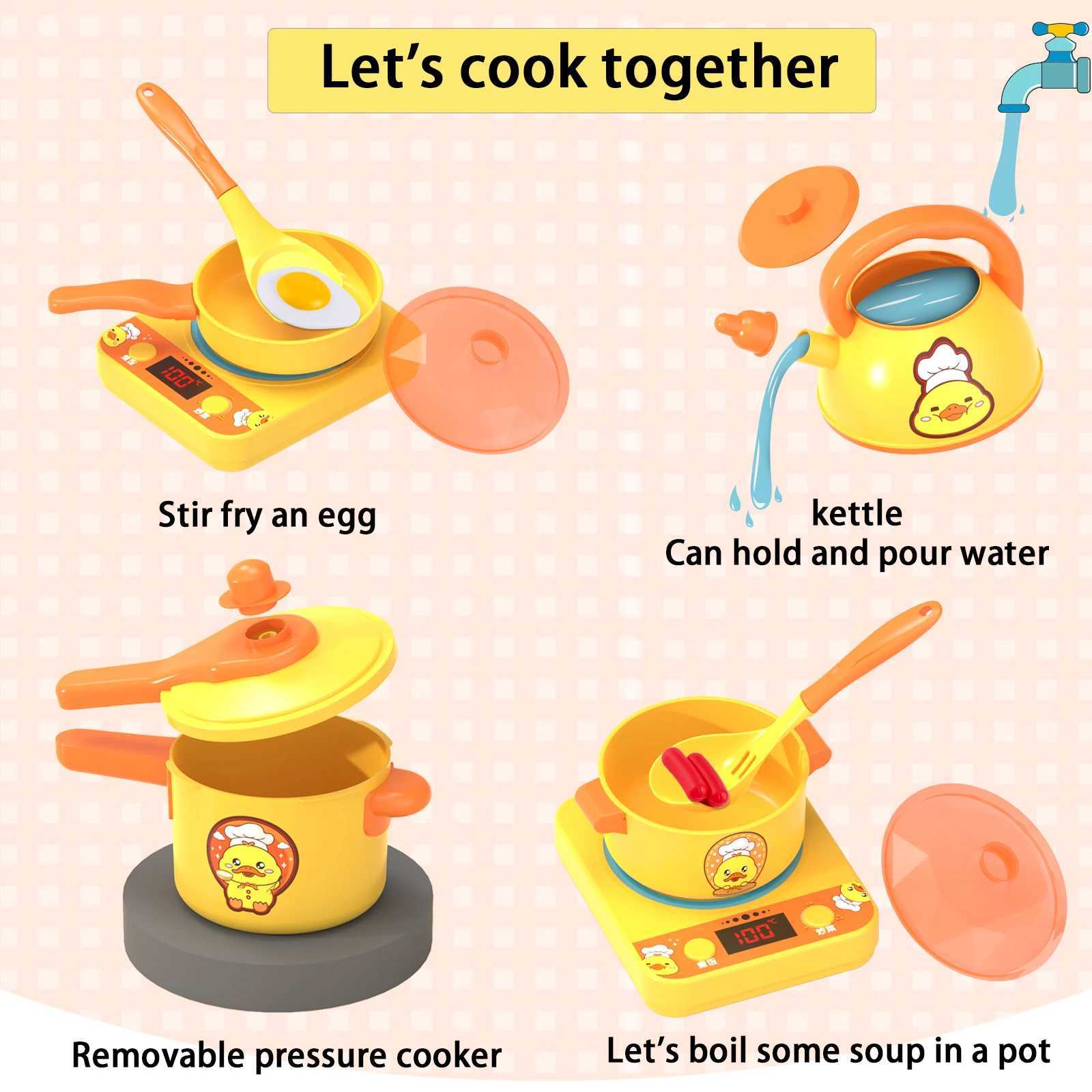 Little Yellow Duck Playing House Kitchen Toy For Boys And Girls Cooking Simulation Stir Fry Kitchen Set Popular ChildrenS Gift C250922