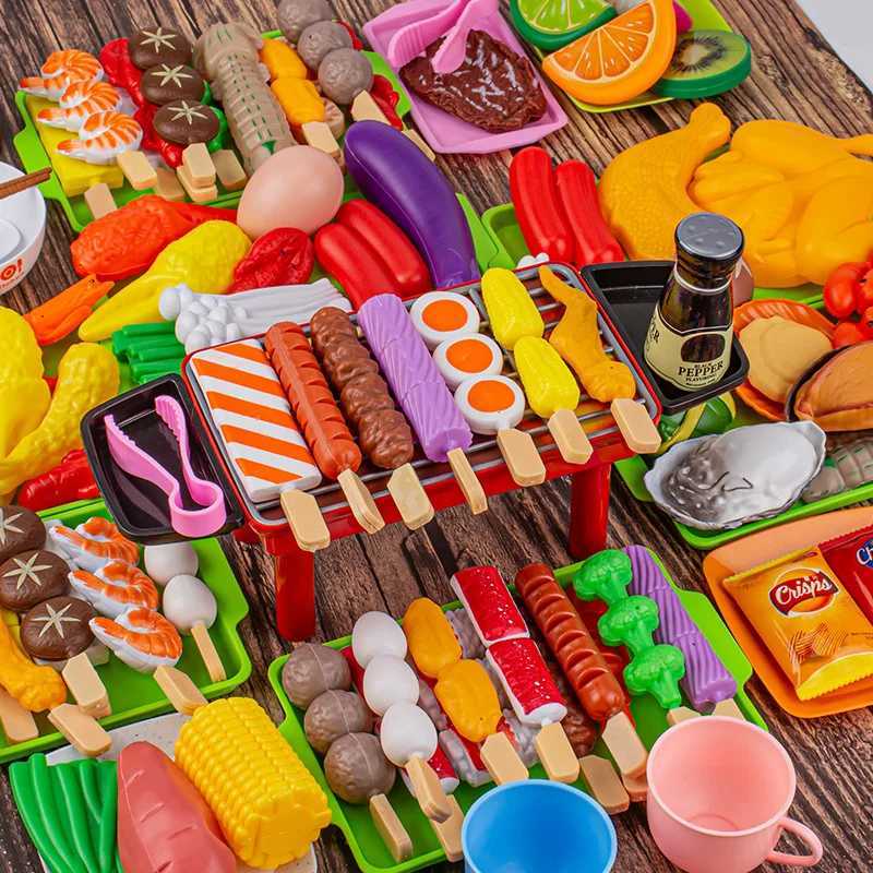 Play house barbecue toys childrens BBQ barbecue set kitchen grilled meat skewers and realistic food C250922