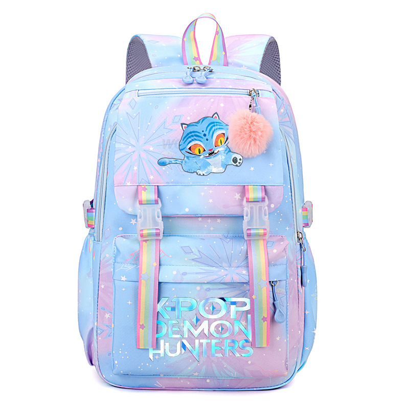 Kpop Demon Hunters Preppy Style Model School Backpack College Style Lightweight Backpack Sweet&Fresh Rainbow Backpack