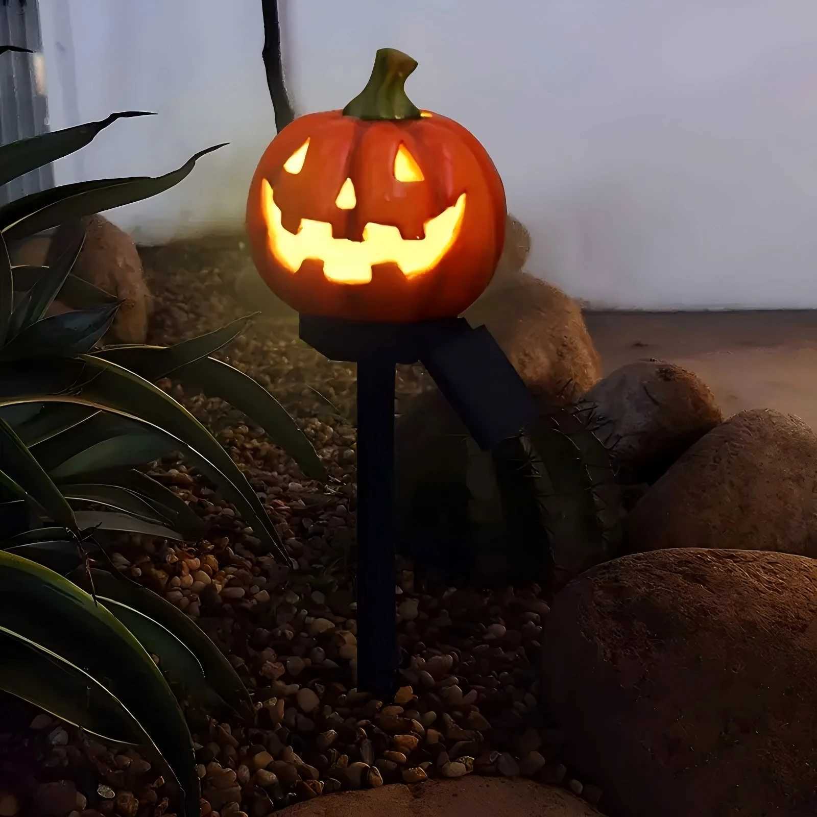 Solar LED Pumpkin Lights Resin Craft Outdoor Landscape Lawn Decor for Halloween Garden Pathway Yard Festive Decoration Lamps C250922