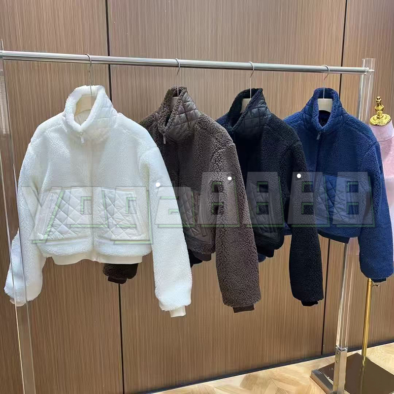 Designer Womens Jacket Brown Lamhair Hooded Short Jacket Yoga Coat Thick Warm Coat Sporty Casual Stand Up Collar Zipper Jacket Top Sports Jacket Winter Outerwear