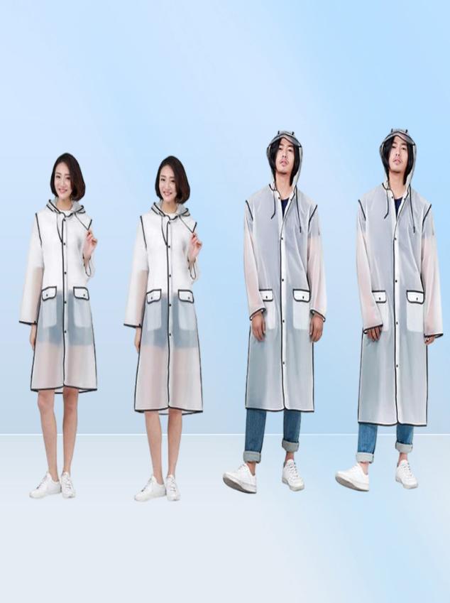 Raincoats Rain Coat Hood Waterproof Rainwear Adult Emergency Transparent EVA Unisex Poncho Hooded Cover Raincoat15058905