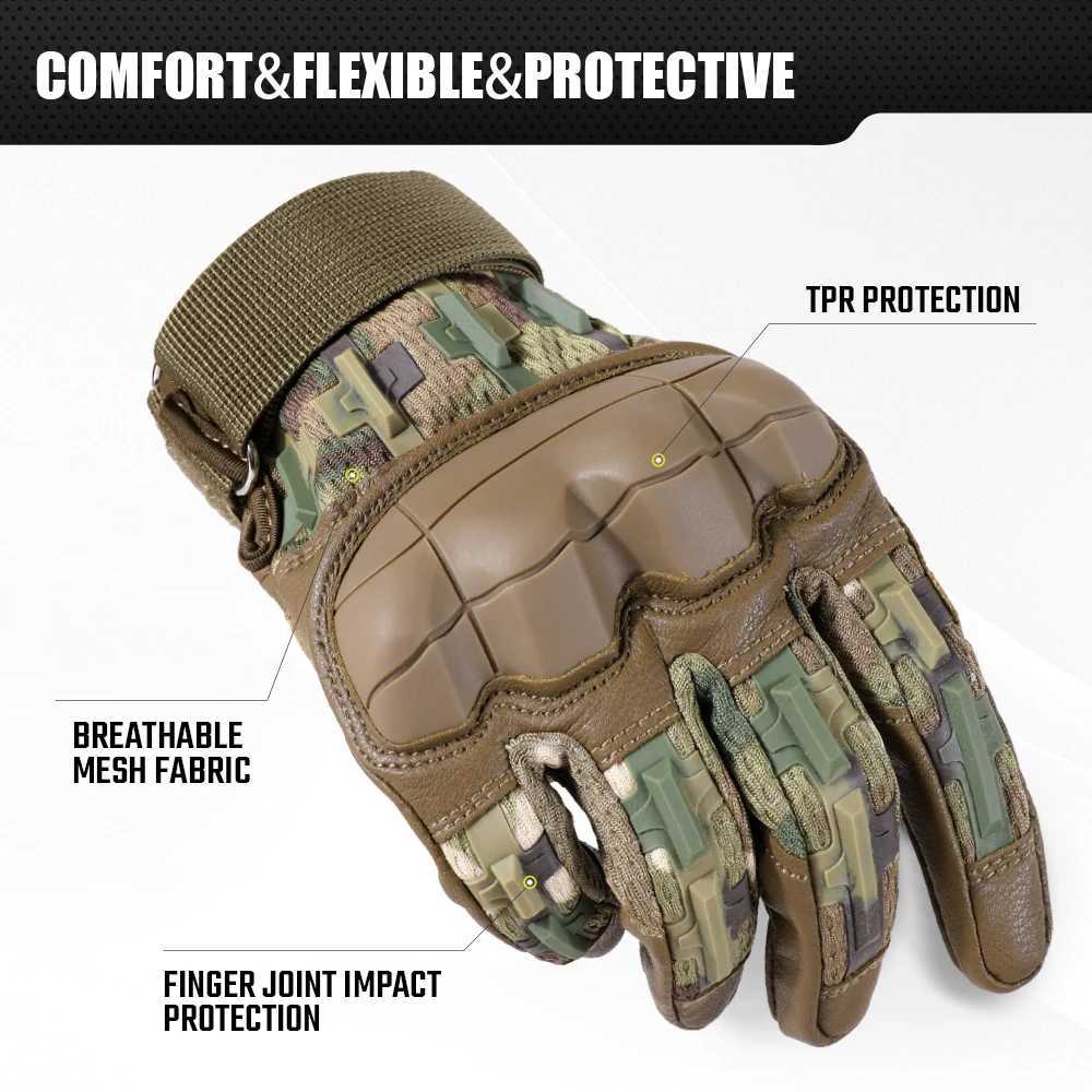 Touch Screen Cycling Gloves PU Leather Tactical Airsoft Hunting Shooting Hiking Bicycle Outdoor Sport Riding Bike Protective Men J250922