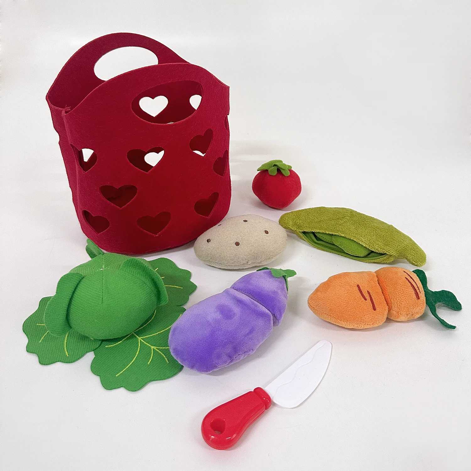8pcs Felt Food vegetable basket Set Soft Felt cloth Fruits Pretend Play Toy Felt Fruit Children Kitchen Role Playing Toys Gifts C250922