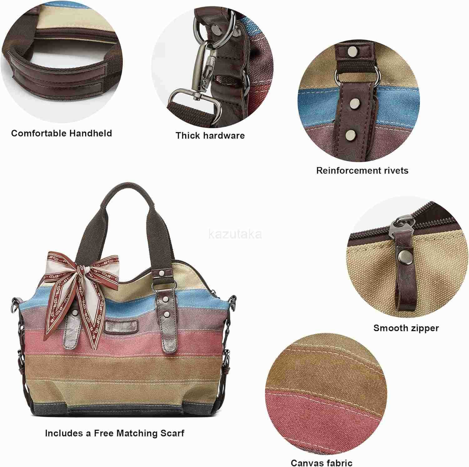 Women Casual Tote Bag Purses and Handbags MultiColor Striped Crossbody Bags Ladies Top Handle SaTChel Z250922