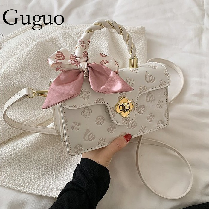 Guguo Designer Bag 2025 New Trendy Bag Women's Bag Sweet Crossbody Bag Fashion Embossed Pink Shoulder Bag Scarf Handbag Luxury Bag Small Square B