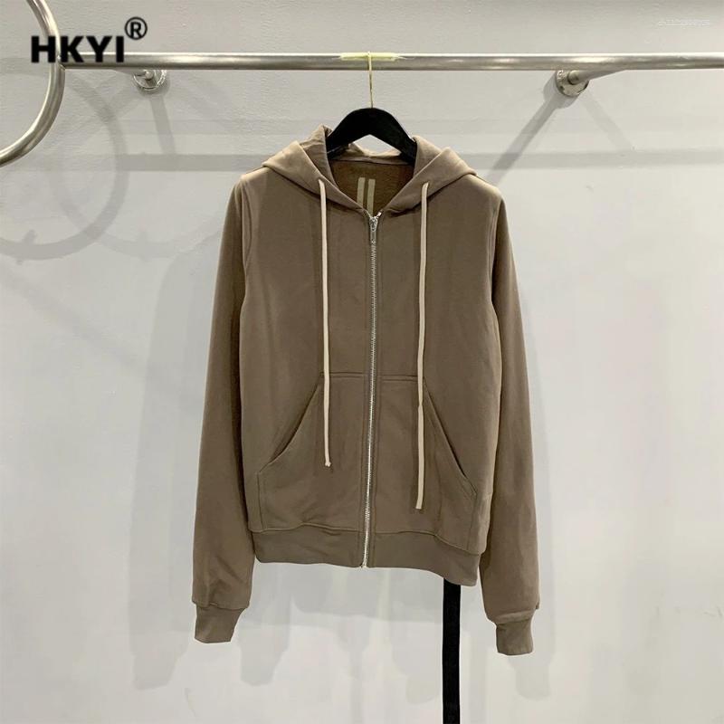 Men's Designer Hoodies HKYI Classic Black Zipper Cardigan Hooded Long Sleeved Sweatshirt Jacket For Men Hoodie Streetwear