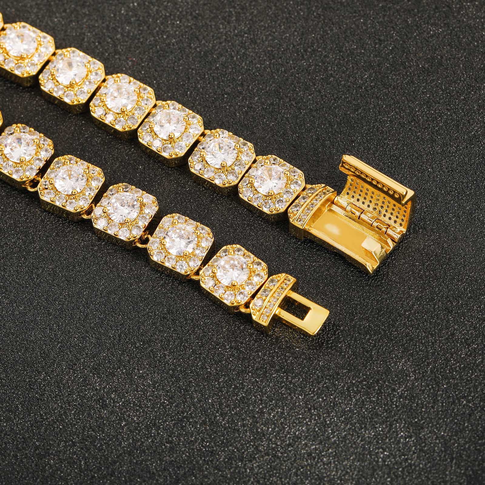 New Full Dia 10mm Large Zircon Ice Sugar Chain Bracelet Personality Hip Hop Trendy Men's Versatile Jewelry - view 4