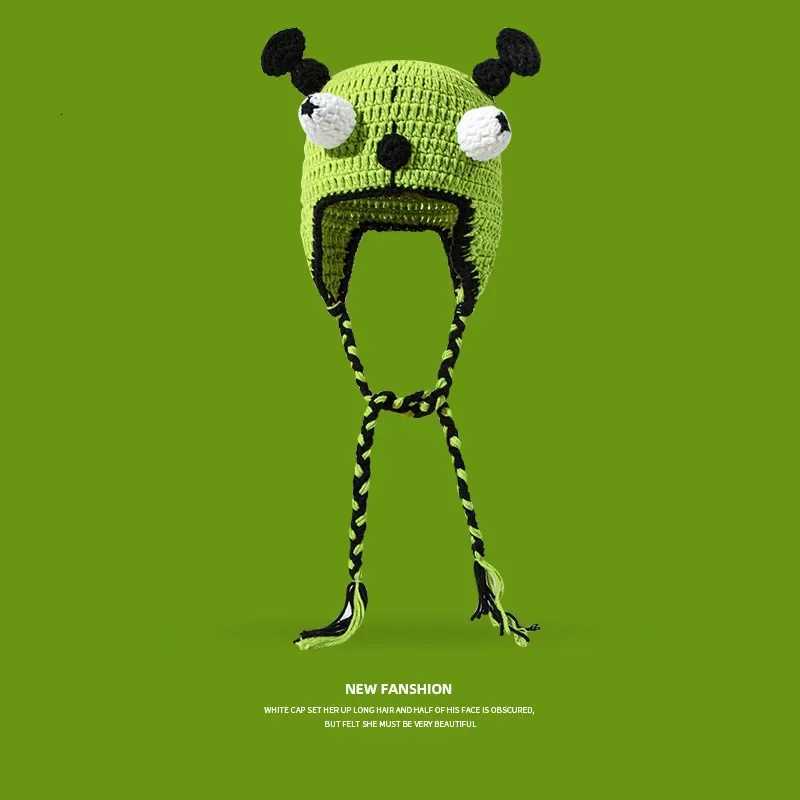 New Balaclava Monster Wool Winter Knitted Devil Hats Halloween Christmas Gifts Winter Warm Green Party Funny C Shrek Hat Y250920