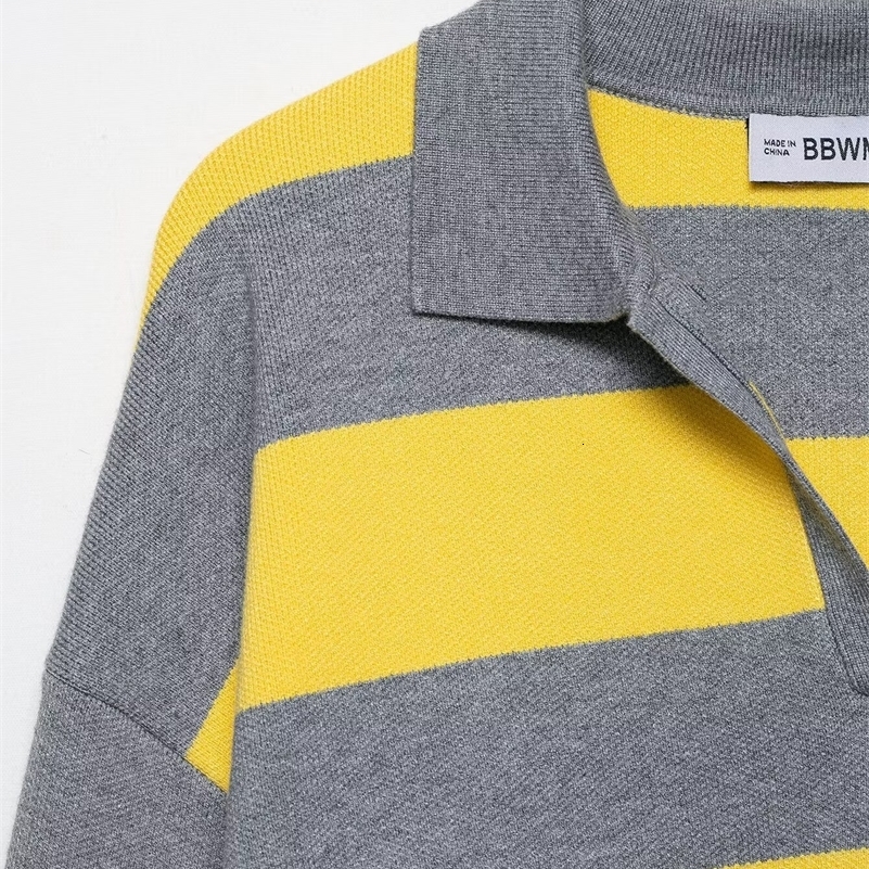 2025 Fall Arrival Womens Fashion Striped Knit Turtleneck Sweater LongSleeve Pullover Casual Oversized Cropped Knit Top 250920