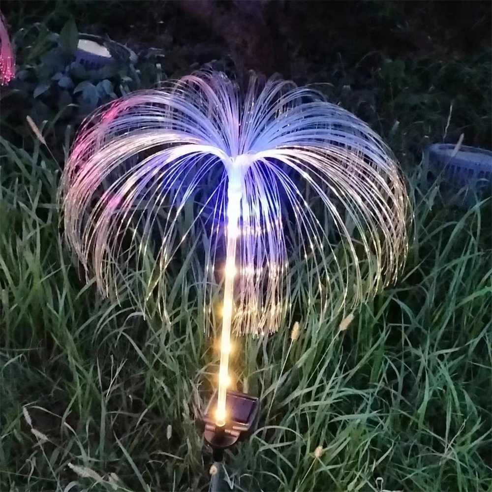 LED Waterproof solar garden lamp outdoor waterproof lawn lights optical fiber jellyfish lamp for roadyardparty decoration C250922