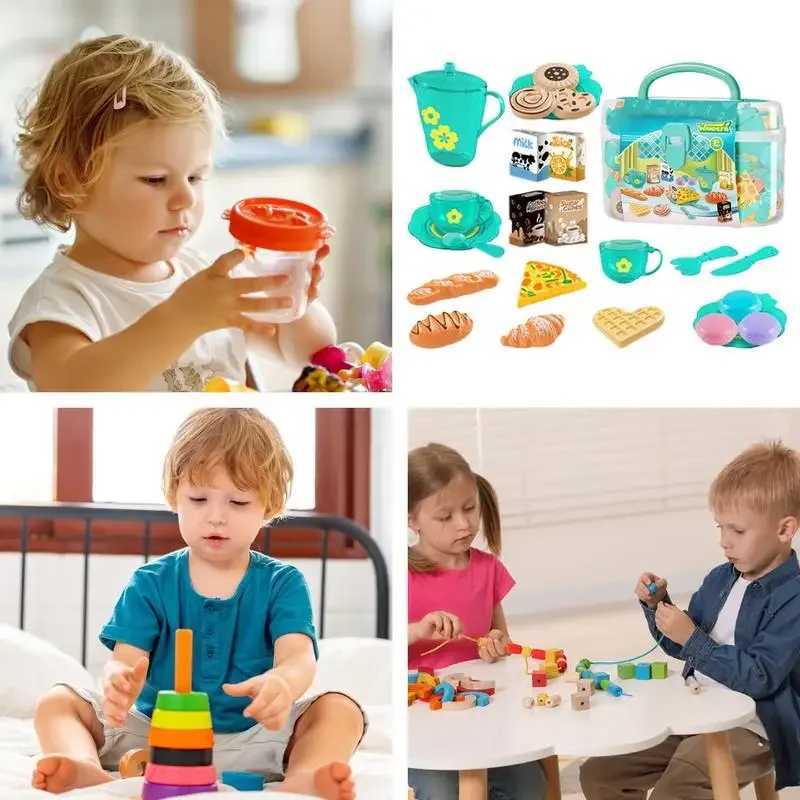 Girls Tea Party Set with Kettle Cookies Play Food for Kids Halloween Christmas Gift C250922