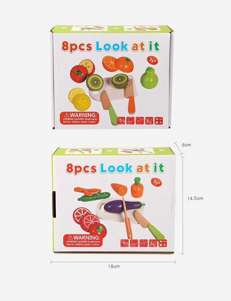 Fruit Vegetable Set Simulation Kitchen Pretend Toy Wooden Classic Game Montessori Educational Toy for Children Kids Gift Cutting C250922
