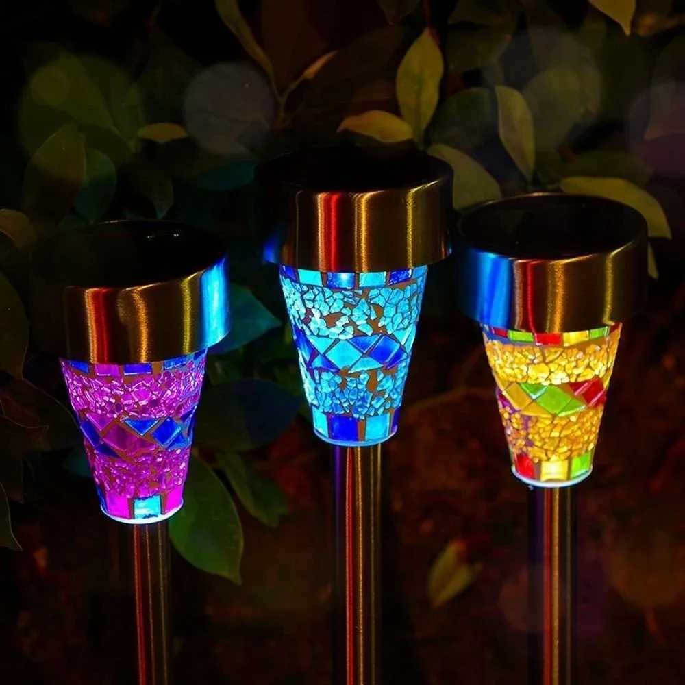 Solar Light Outdoors LED Mosaic Lawn Lamp Waterproof Lampshade Modern Garden Villa Path Landscape Lawn Decorative Night Light C250922