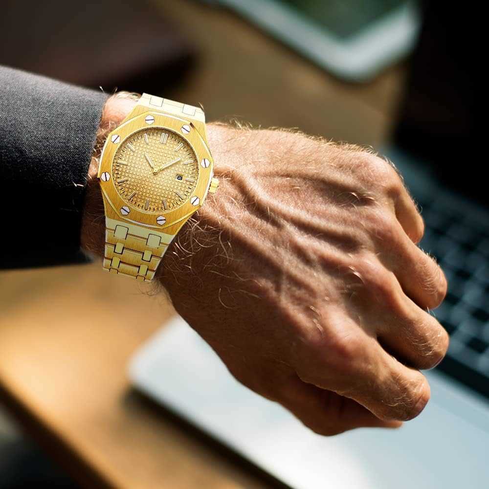 Mens Watches Royalty Stainless Steel Quartz Movement Date Male Clock Waterproof Luminous Hands Casual Business Wrist Watches for Men Z250922