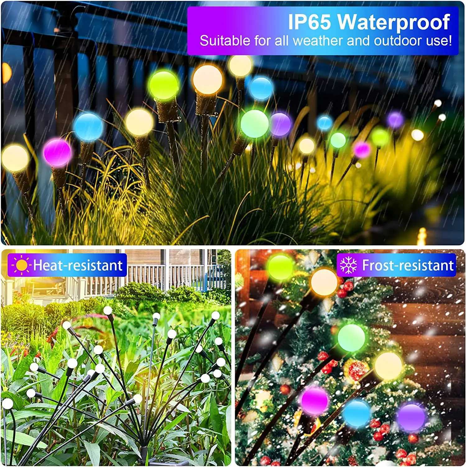 10Pack Solar Garden Lights100 LED Firefly Lights Solar Outdoor Waterproof Solar Powered High Flexibility Swaying Landscape Lawn C250922