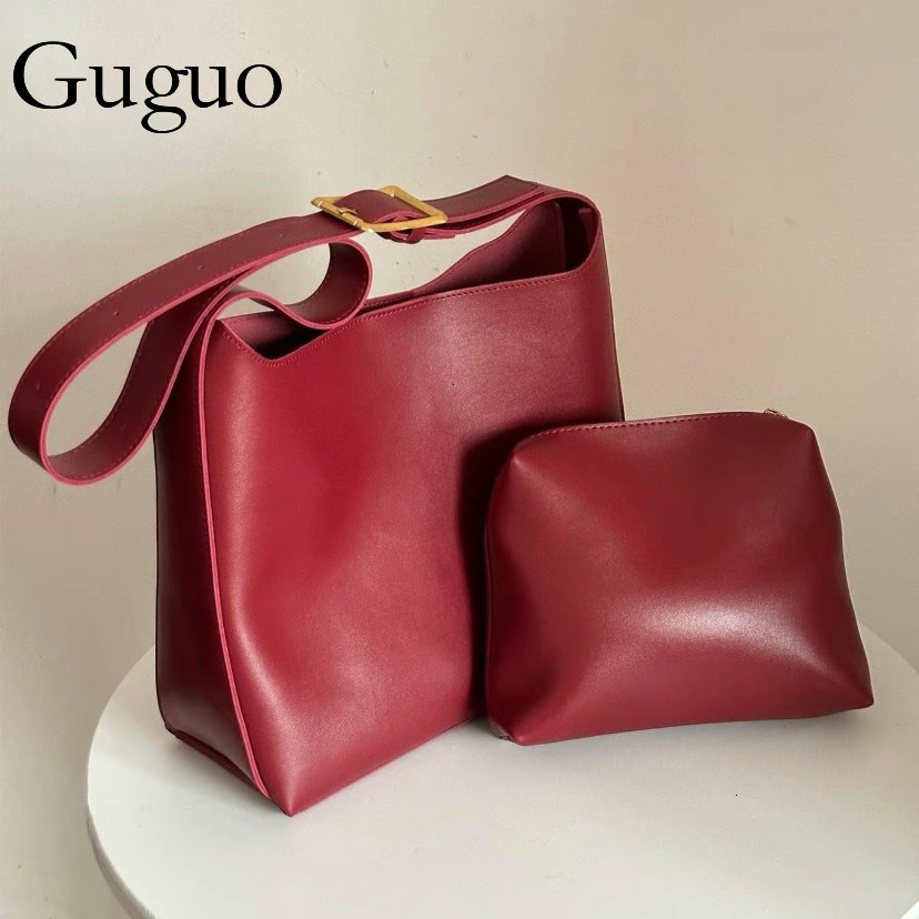 Guguo Designer Bag Handbag New Fashion Versatile Bucket Large Capacity Simple Casual Two-piece Set Soft Luxury Bag Slouchy Shoulder Crossbody Bag