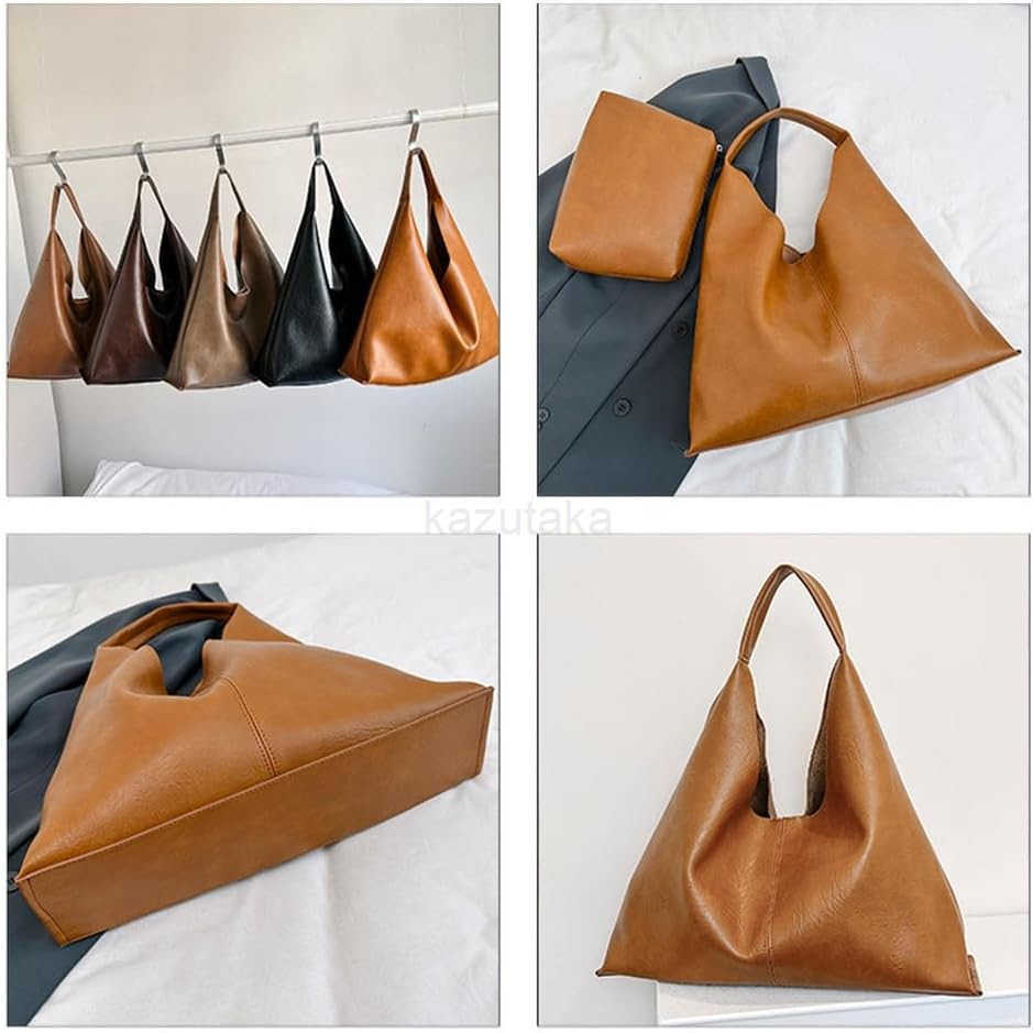 Women Tote Bag PU Leather Crossbody Bag Soft Shoulder Purses Handbags Large Capacity 2pcs B Black Z250922