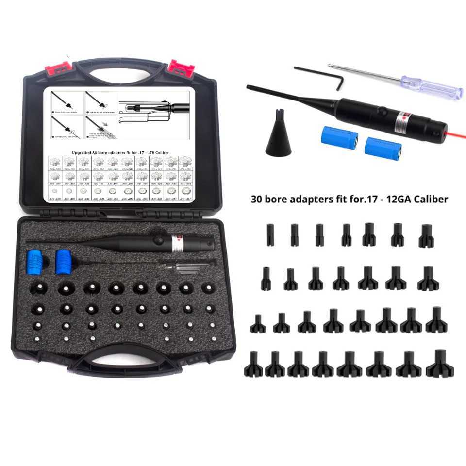 Laser Bore Sight Kit with 30 Adapters Laser Collimator 177 22LR to 12GA Boresighter for Hunting and Fishing X250922