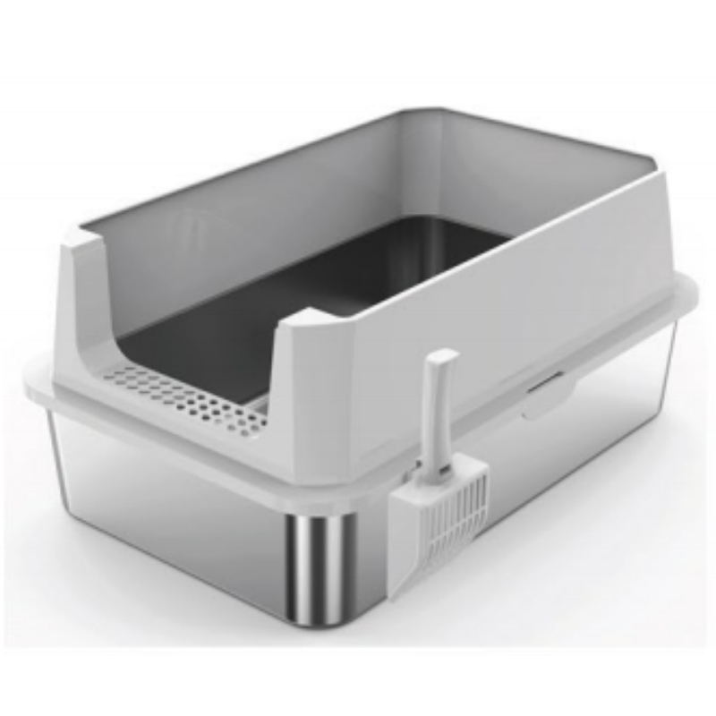 Large Pet Cat Litter Box Open Top Design with Shovel, Durable ABS & Stainless Steel Construction-JY-F