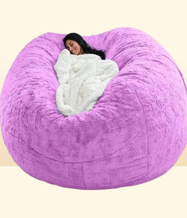Chair Ers Super Large 7Ft Nt Fur Bean Bag Er Living Room Furniture Big Round Soft y Faux Beag Lazy Sofa Dh7Gj9904958