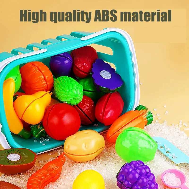 Educational Toy Plastic Kitchen Toy Set Cut Fruit Vegetable Pizza Food Play House Simulation Toys Pretend Play Kids Toys Gifts C250922